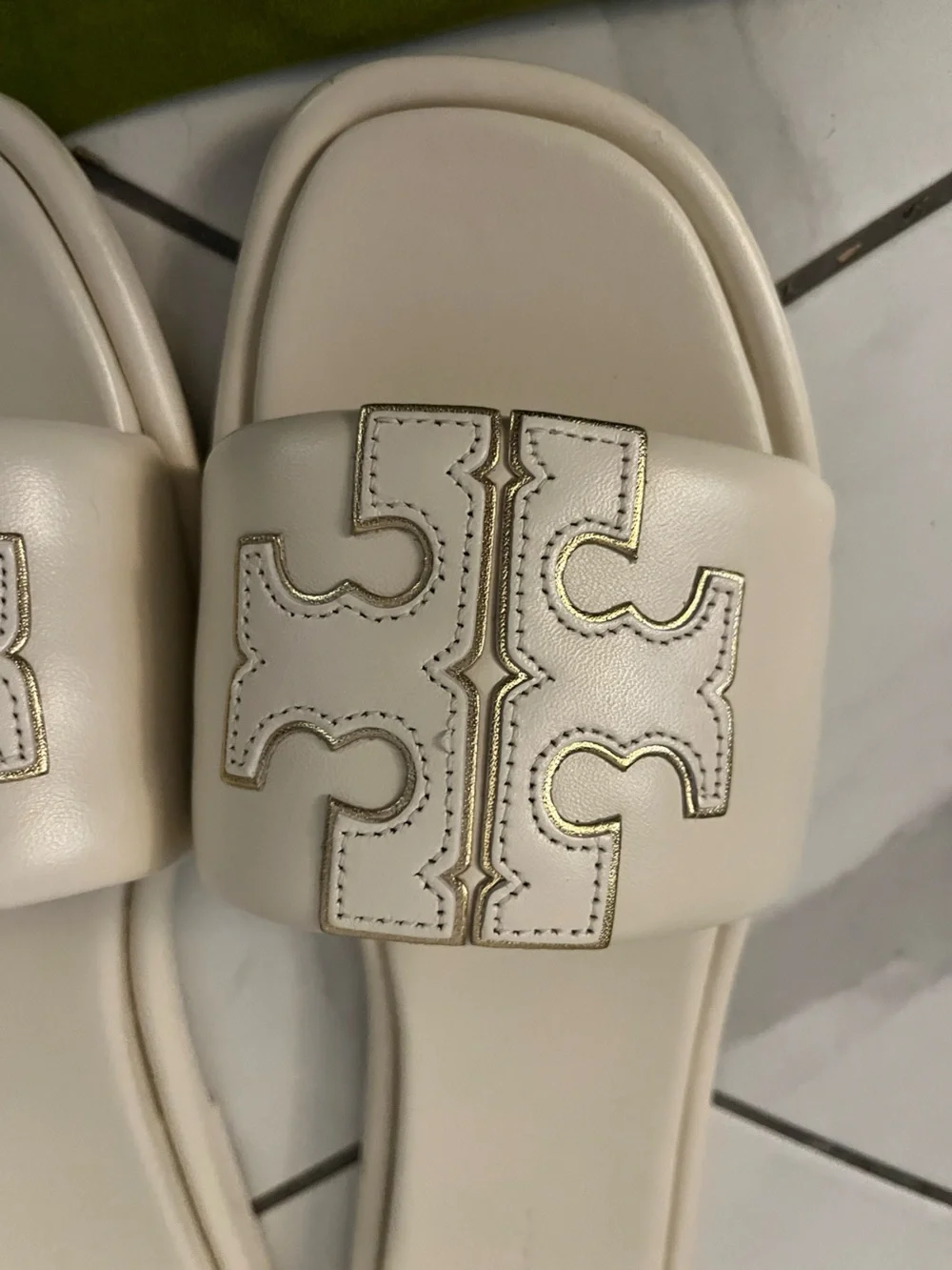 Tory Burch Ivory Logo Slide Sandals - Picture 7 of 9